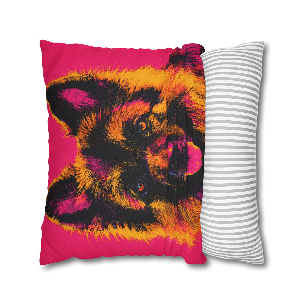 Pop Art German Shepherd Pillowcase — Bold Neon Dog Throw Pillow Cover