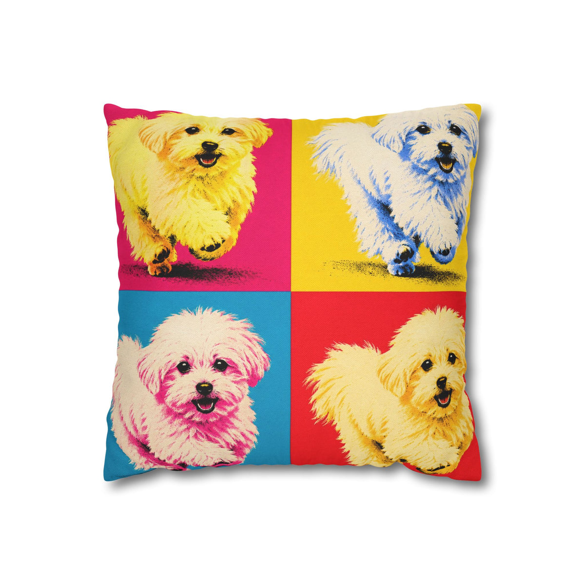 Pop Art Maltese Dog Pillow — Colorful Square Throw Pillowcase