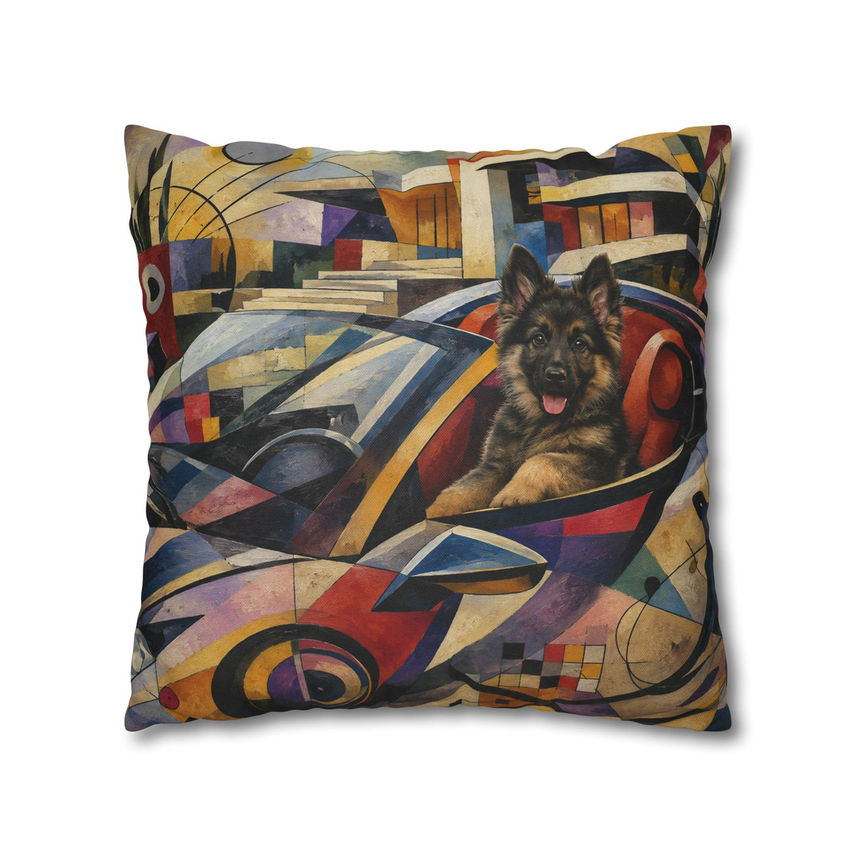 Pop Art German Shepherd Pillowcase — Bold Neon Dog Throw Pillow Cover