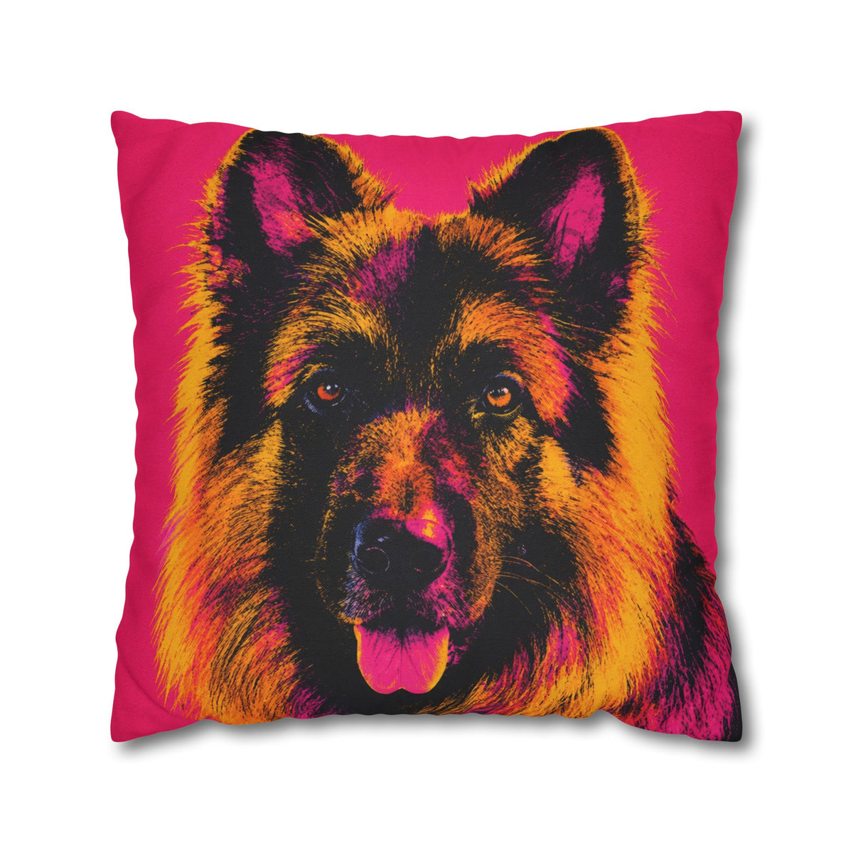 Pop Art German Shepherd Pillowcase — Bold Neon Dog Throw Pillow Cover