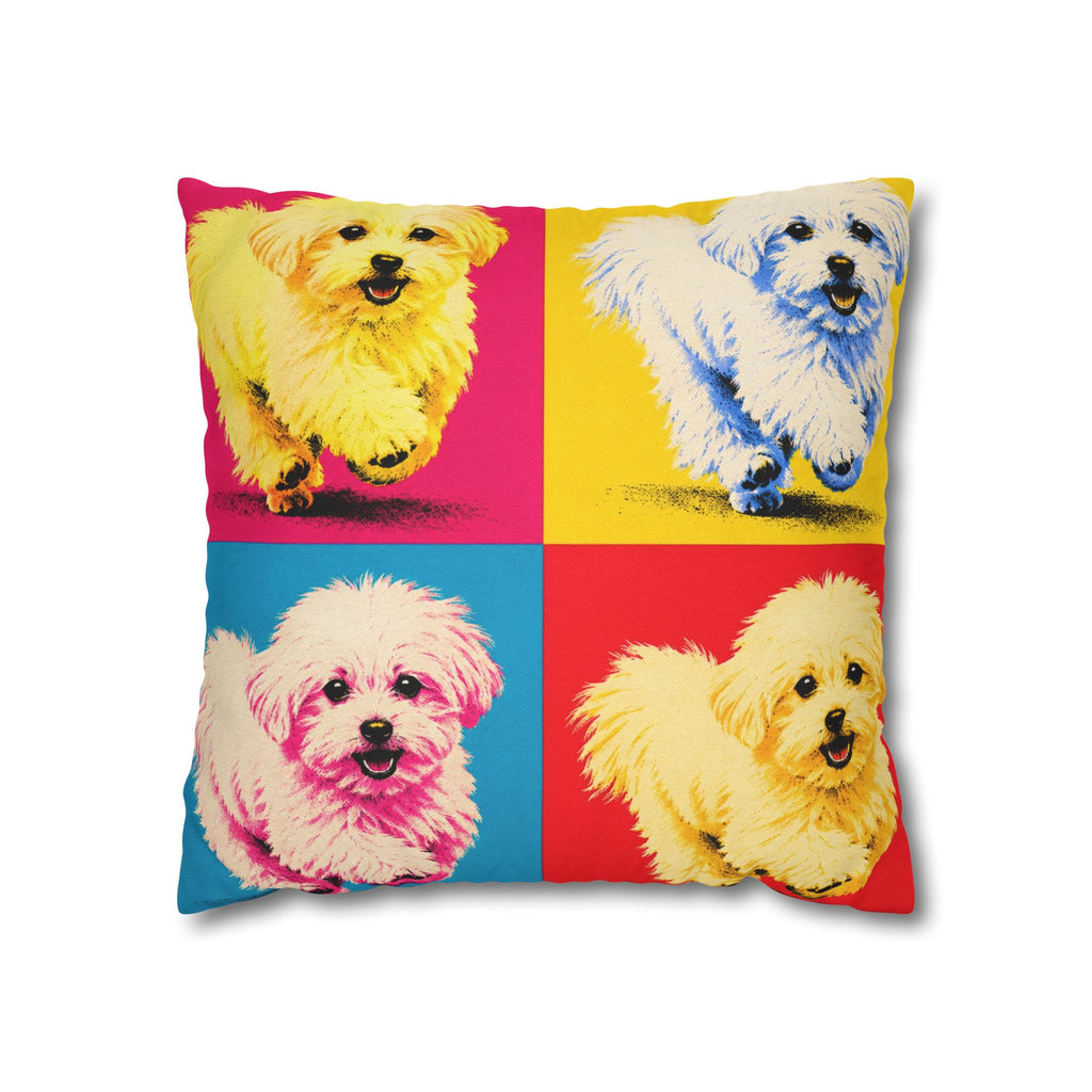 Pop Art Maltese Dog Pillow — Colorful Square Throw Pillowcase