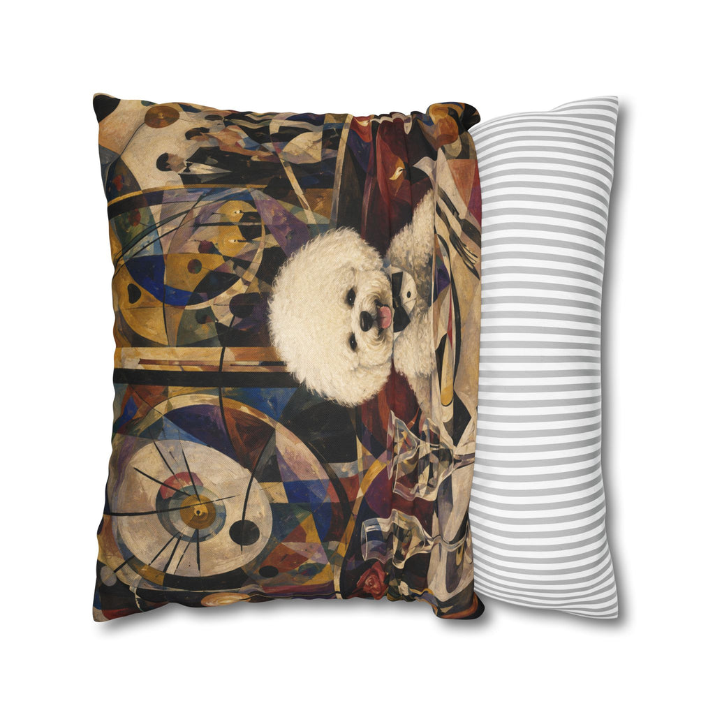 Bichon Frise Art Pillowcase - Retro Cocktail Party Decorative Throw Pillow Cover