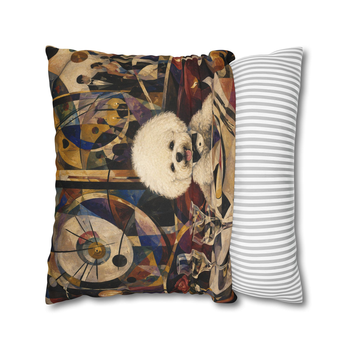 Bichon Frise Art Pillowcase - Retro Cocktail Party Decorative Throw Pillow Cover
