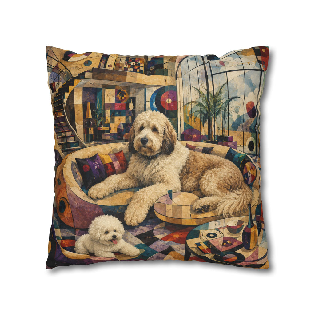 Pop Art Dog Pillowcase - Colorful Doodle Dog Decorative Throw Pillow Cover