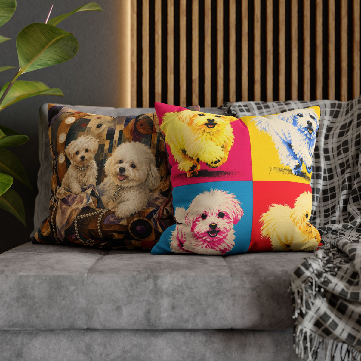 Pop Art Maltese Dog Pillow — Colorful Square Throw Pillowcase