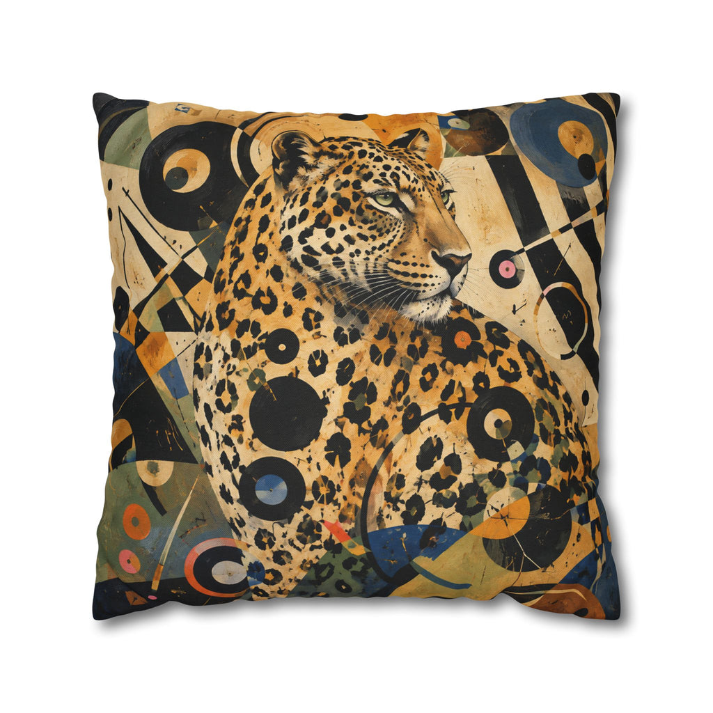 Leopard Art Decorative Pillowcase — Retro Abstract Wildlife Throw Pillow Cover