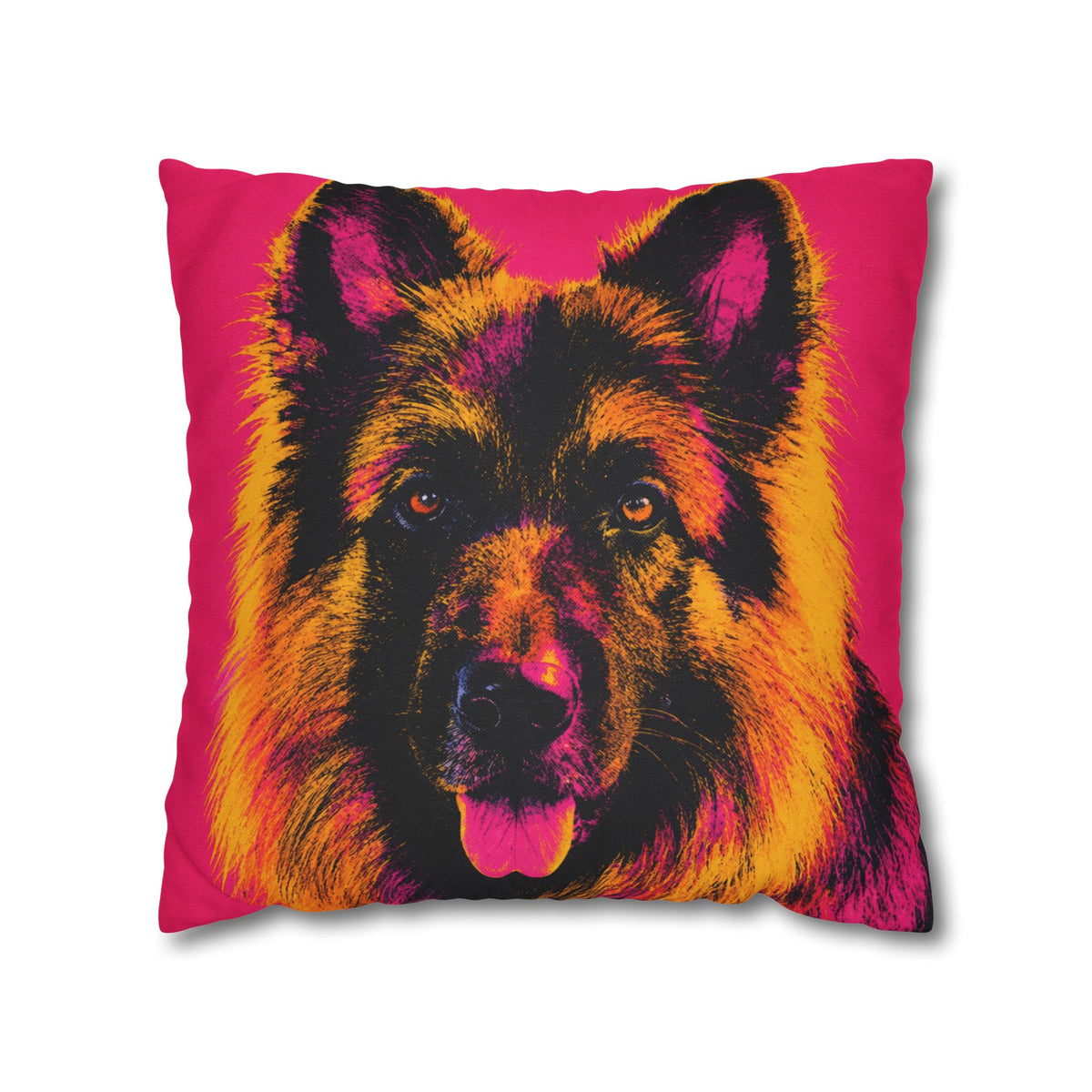 Pop Art German Shepherd Pillowcase — Bold Neon Dog Throw Pillow Cover