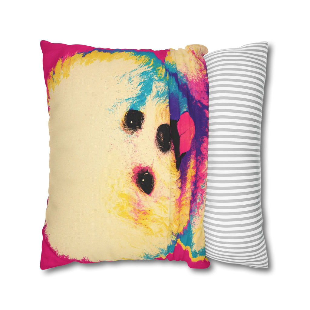 Colorful Pop Art Bichon Pillowcase - Vibrant Dog Accent Pillow