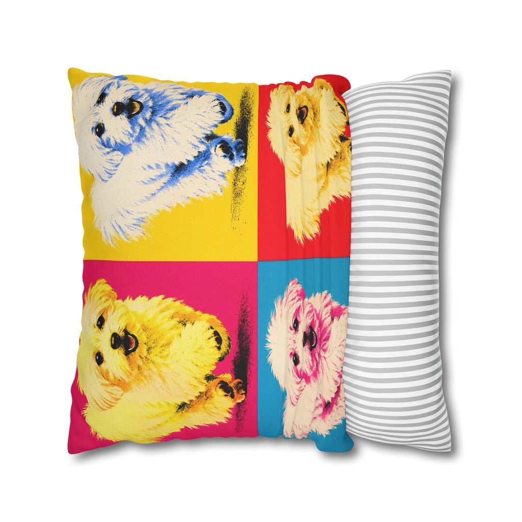 Pop Art Maltese Dog Pillow — Colorful Square Throw Pillowcase