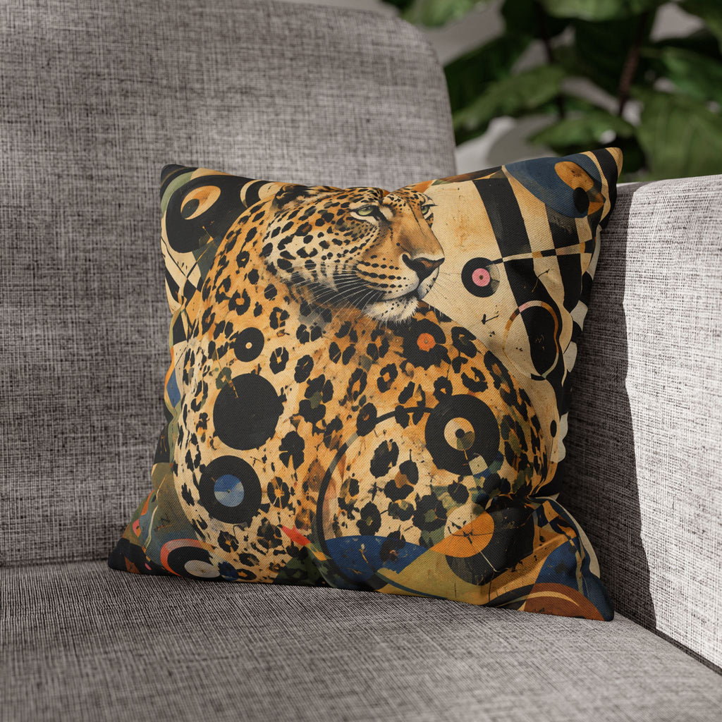 Leopard Art Decorative Pillowcase — Retro Abstract Wildlife Throw Pillow Cover