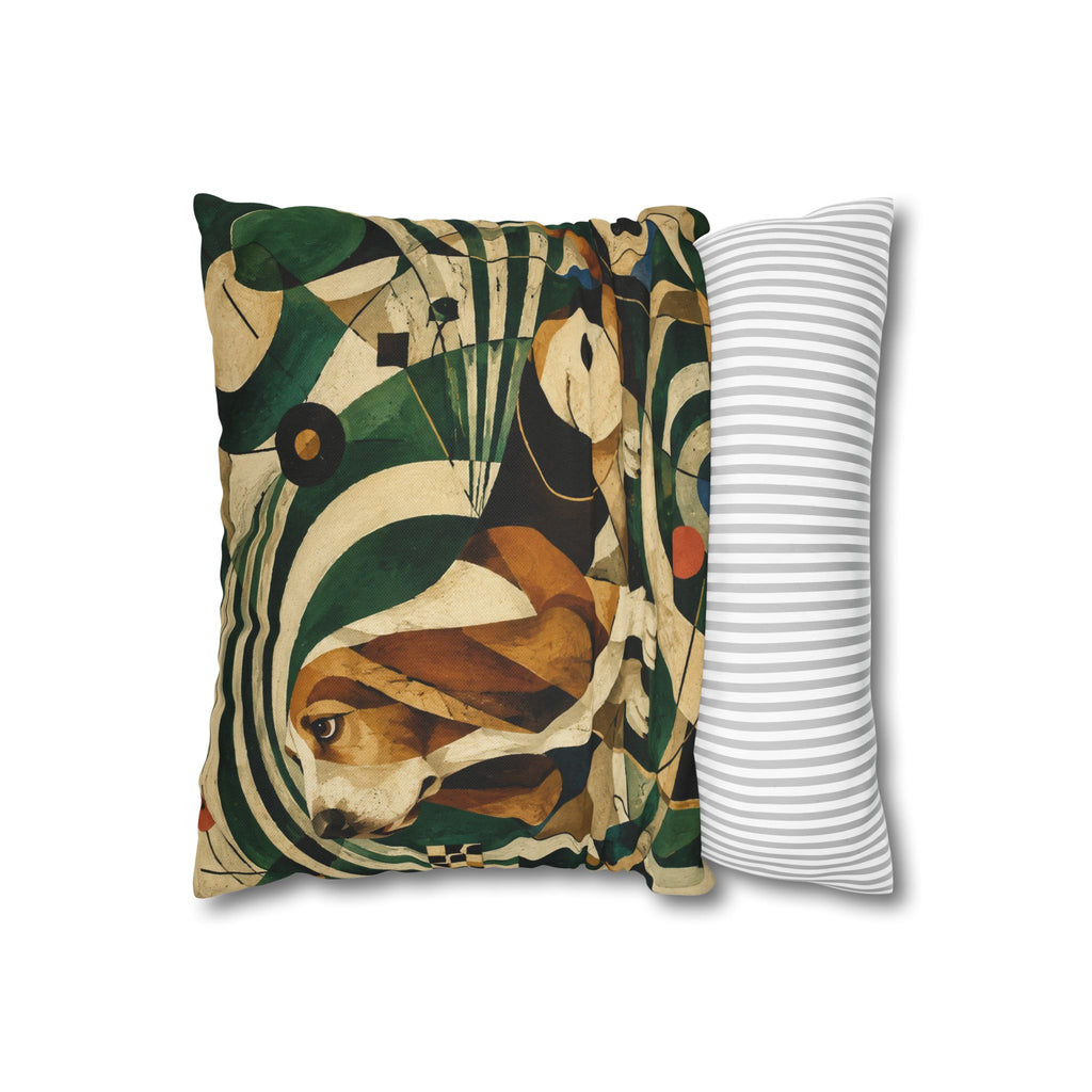 Abstract Basset Hound Decorative Pillowcase — Modern Geometric Dog Art Cushion Cover