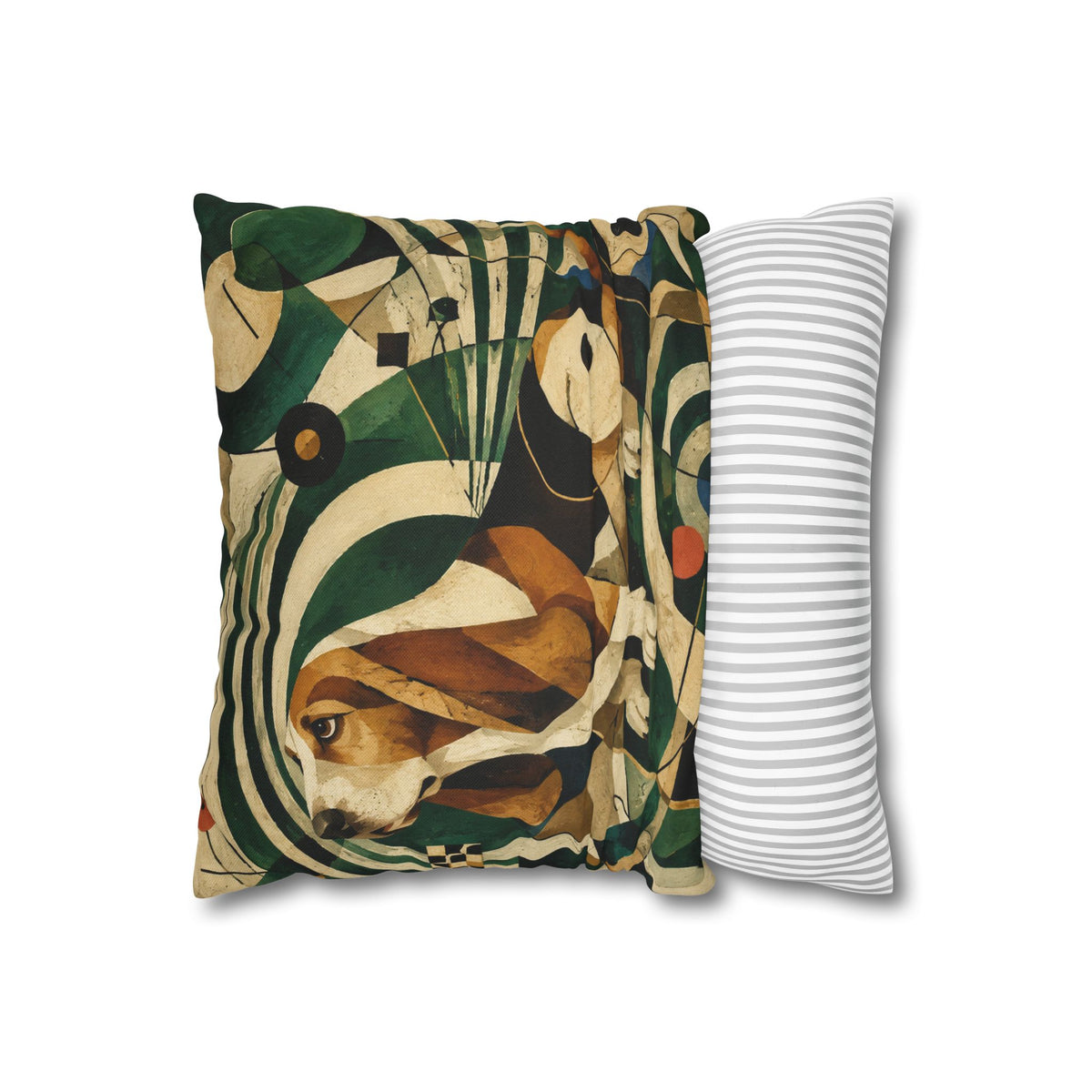 Abstract Basset Hound Decorative Pillowcase — Modern Geometric Dog Art Cushion Cover