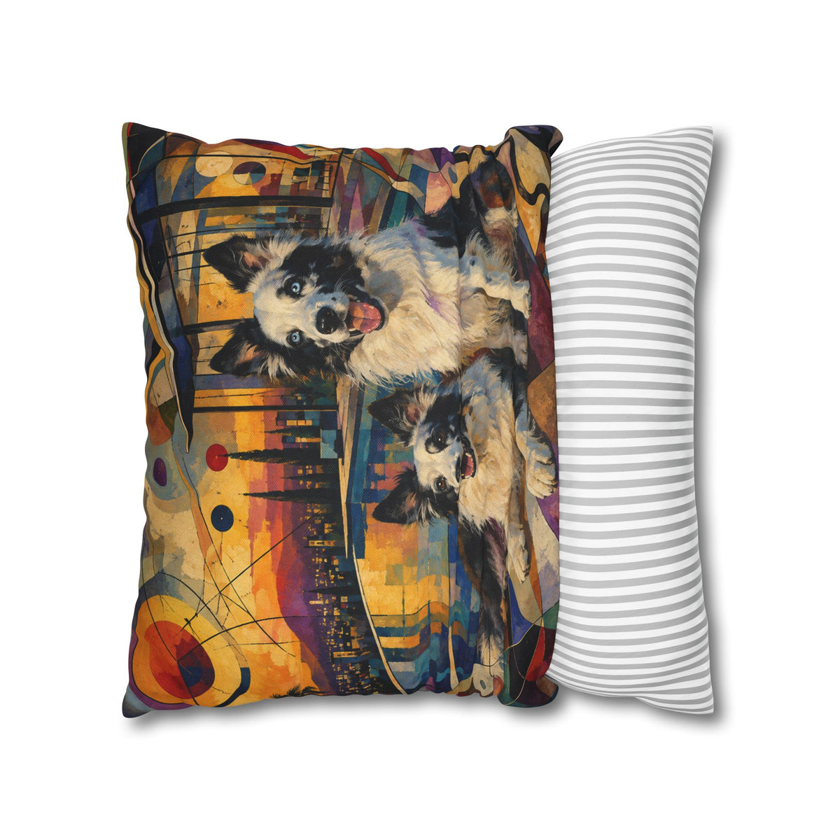 Pop Art Border Collie Pillowcase — Vibrant Pink Dog Accent Pillow