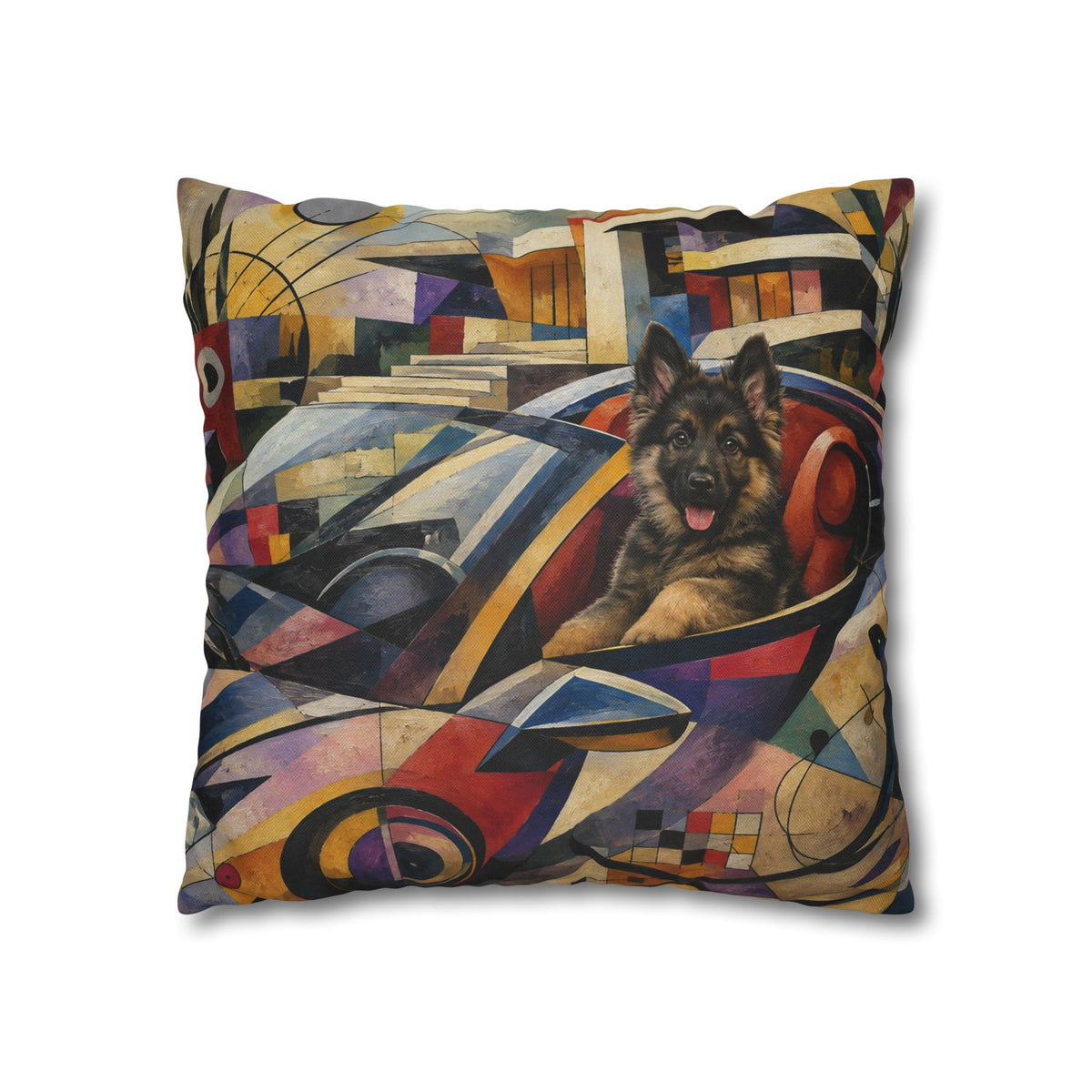 Pop Art German Shepherd Pillowcase — Bold Neon Dog Throw Pillow Cover