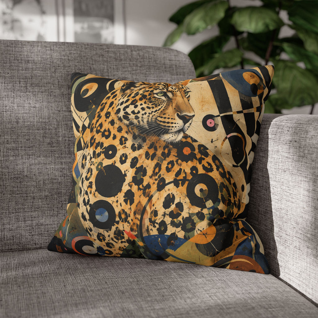 Leopard Art Decorative Pillowcase — Retro Abstract Wildlife Throw Pillow Cover
