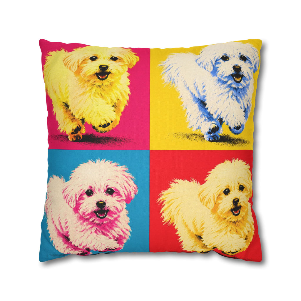 Pop Art Maltese Dog Pillow — Colorful Square Throw Pillowcase
