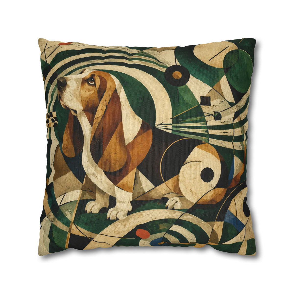 Abstract Basset Hound Decorative Pillowcase — Modern Geometric Dog Art Cushion Cover