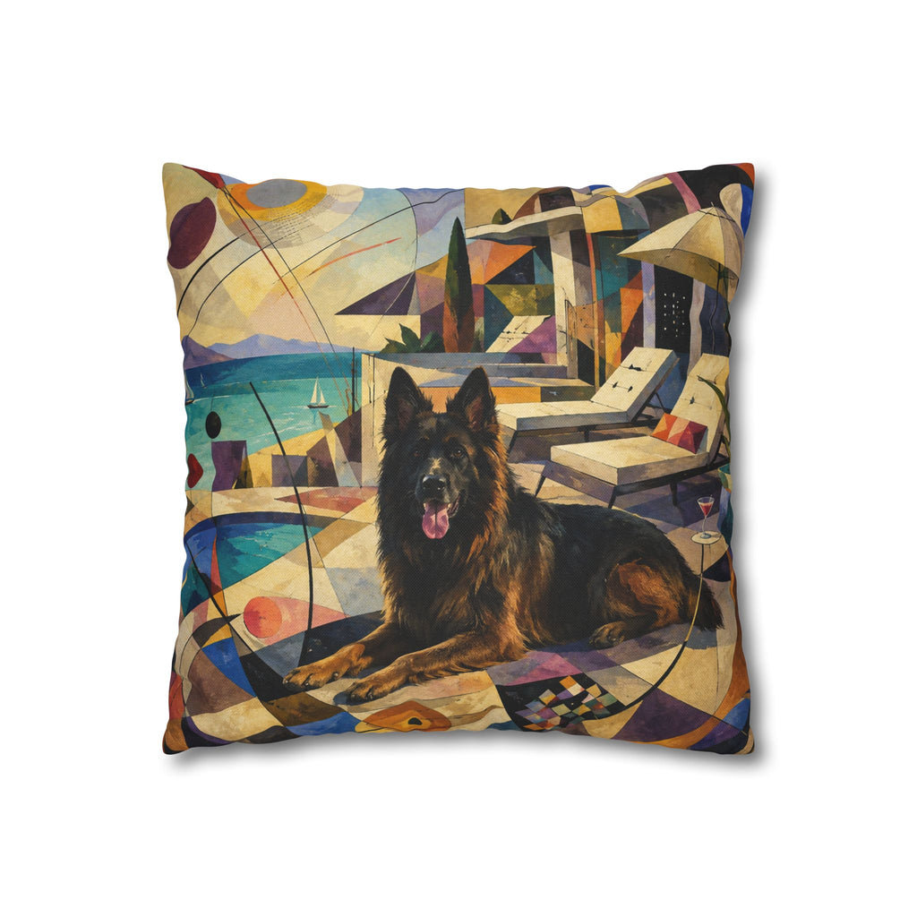 Pop Art German Shepherd Pillowcase — Vibrant Neon Dog Throw Pillow Cover