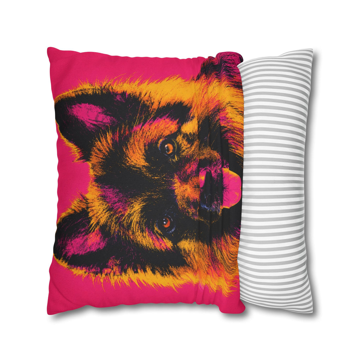 Pop Art German Shepherd Pillowcase — Vibrant Neon Dog Throw Pillow Cover