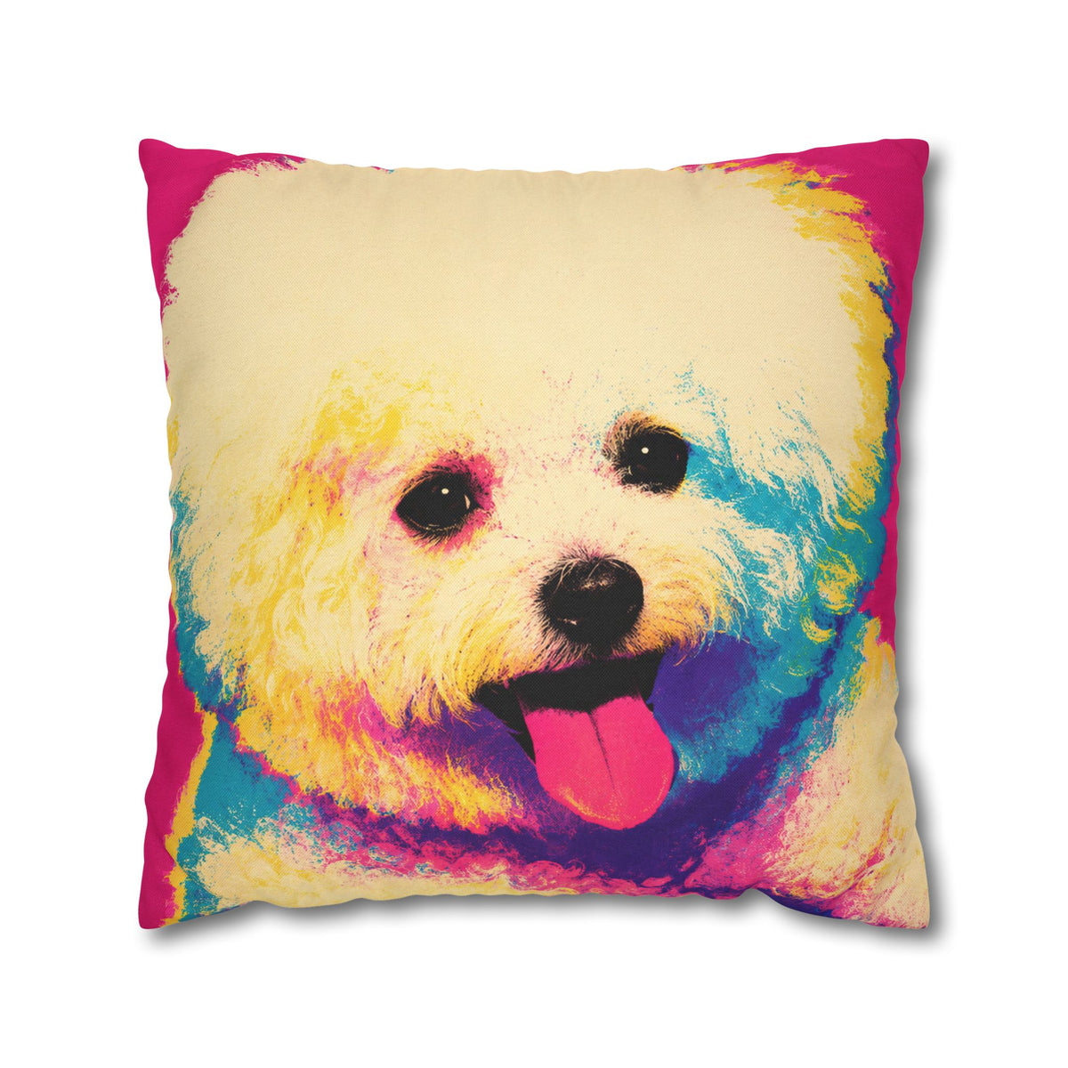Colorful Pop Art Bichon Pillowcase - Vibrant Dog Accent Pillow