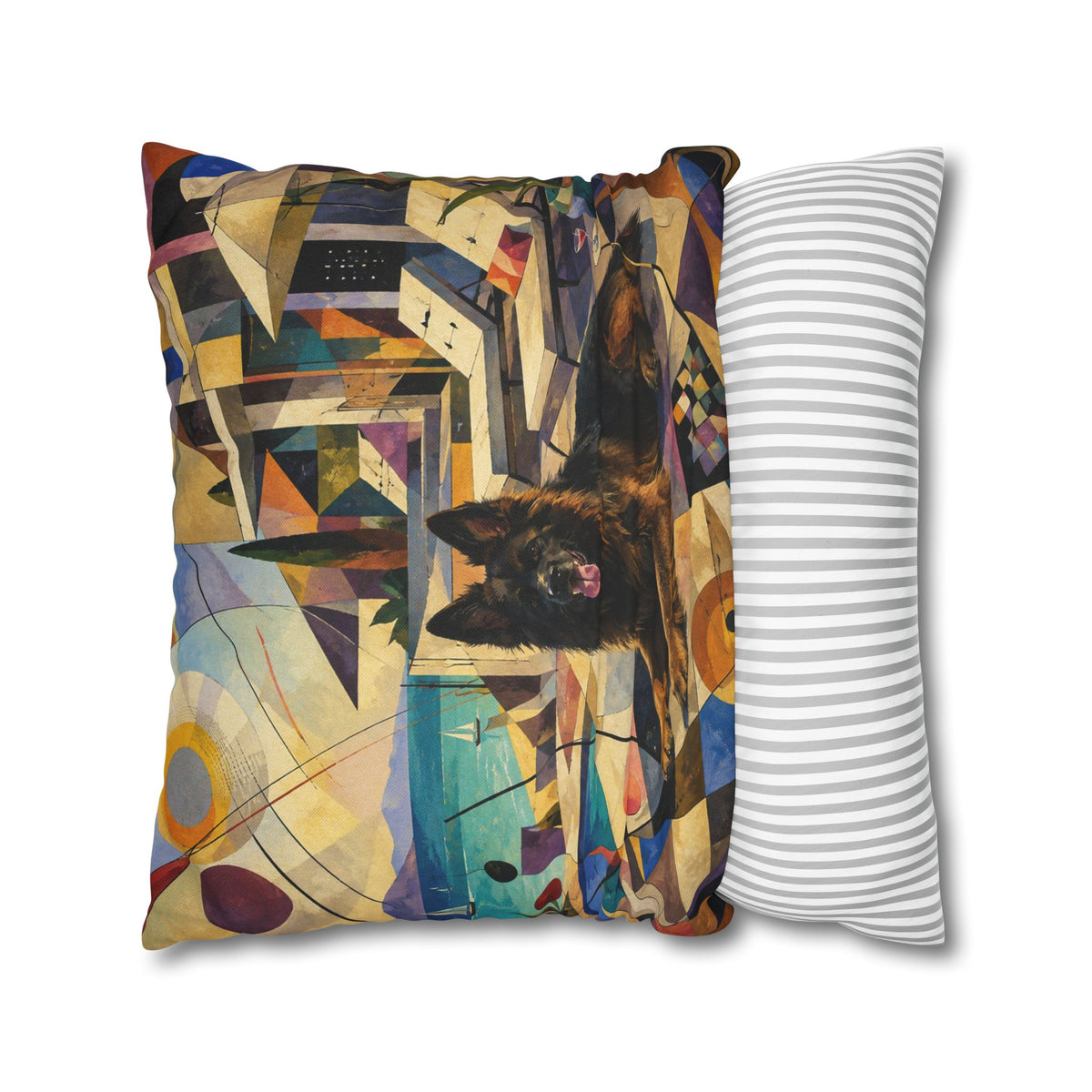 Pop Art German Shepherd Pillowcase — Vibrant Neon Dog Throw Pillow Cover