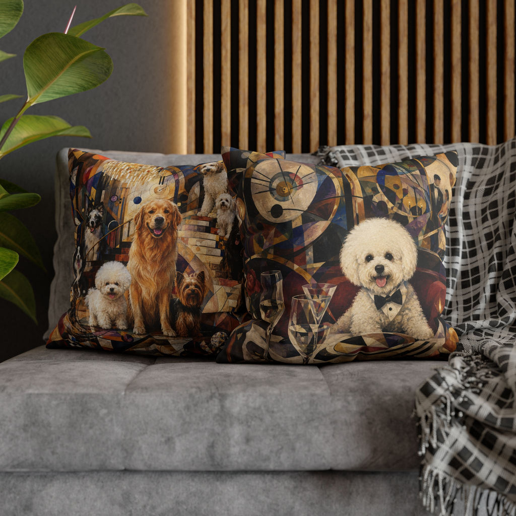 Bichon Frise Dinner Party Decorative Pillowcase