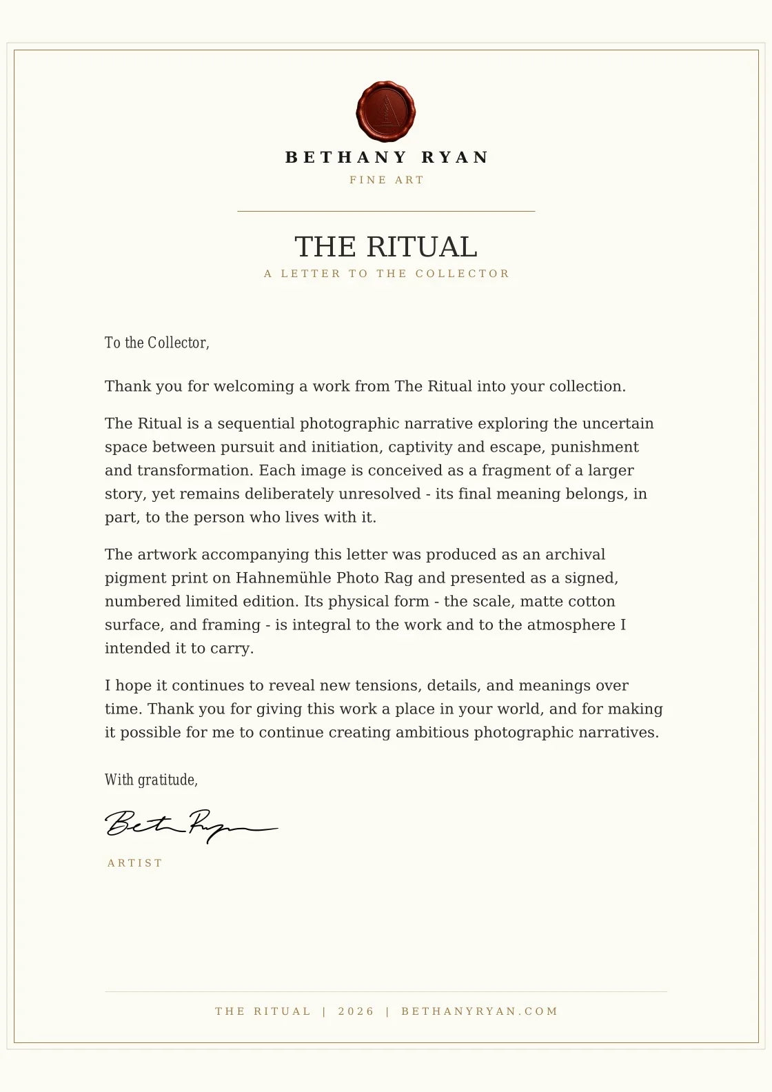 Brass — A letter from the artist