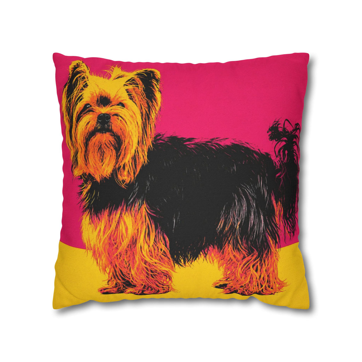 Pop Art Yorkie Throw Pillowcase — Colorful Yorkshire Terrier Accent Pillow