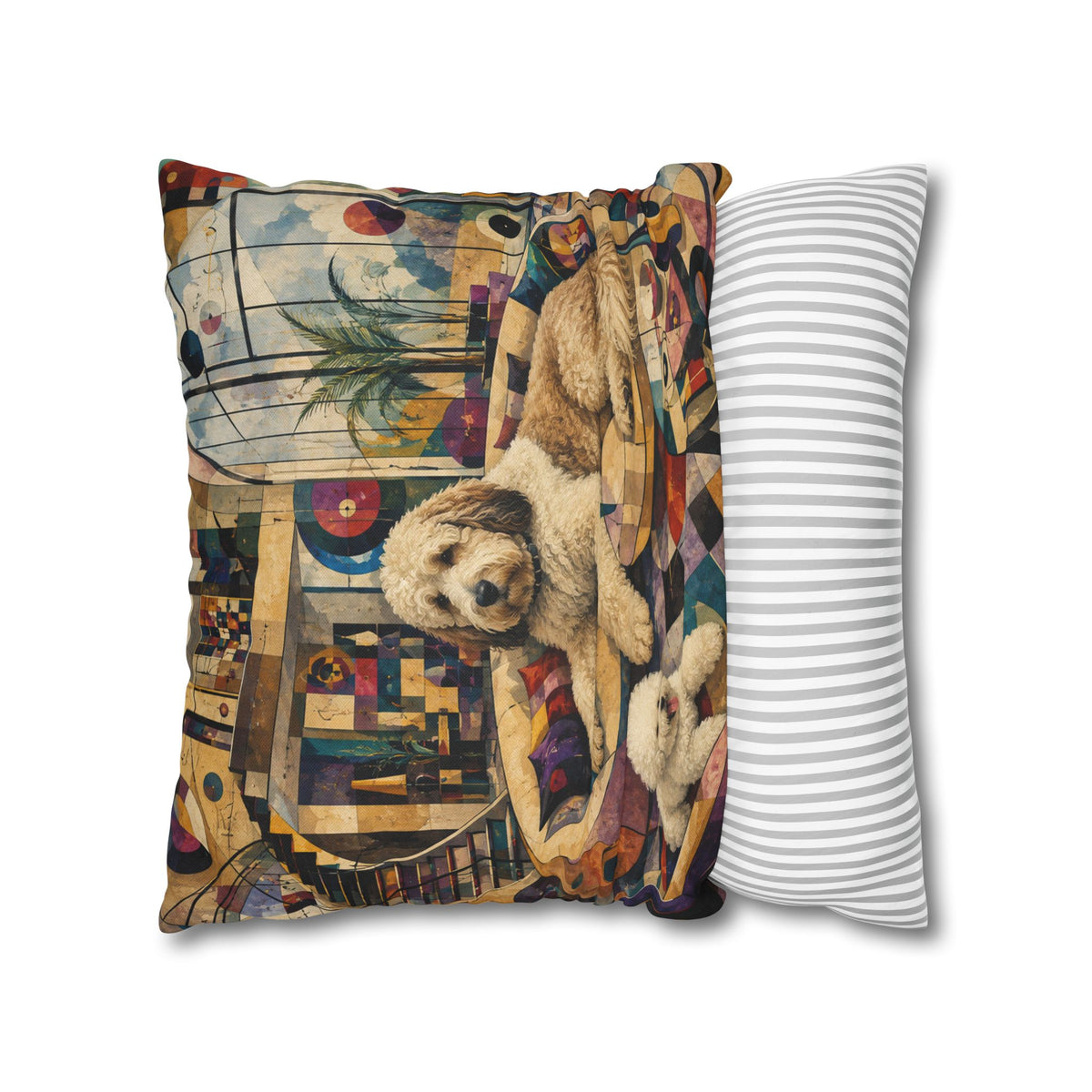 Pop Art Dog Pillowcase - Colorful Doodle Dog Decorative Throw Pillow Cover