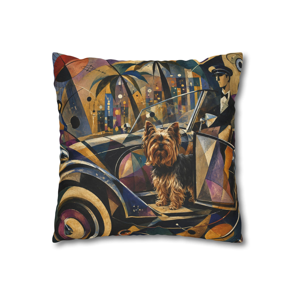Pop Art Yorkie Throw Pillowcase — Colorful Yorkshire Terrier Accent Pillow
