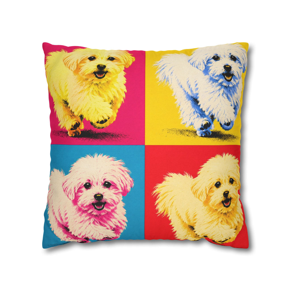Pop Art Maltese Dog Pillow — Colorful Square Throw Pillowcase