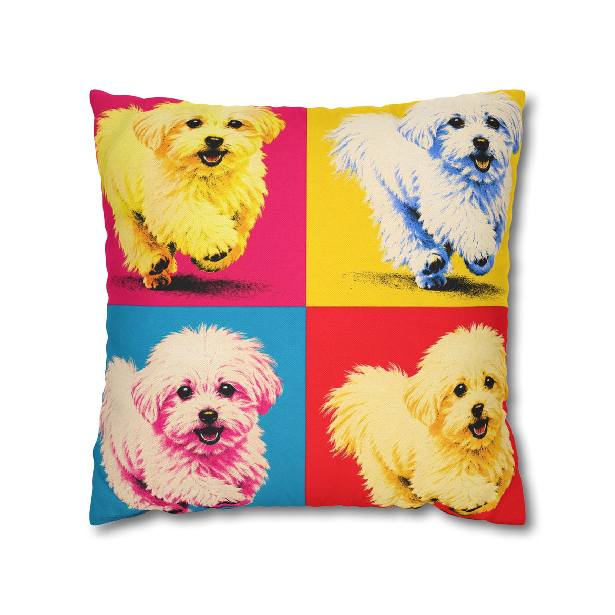 Pop Art Maltese Dog Pillow — Colorful Square Throw Pillowcase
