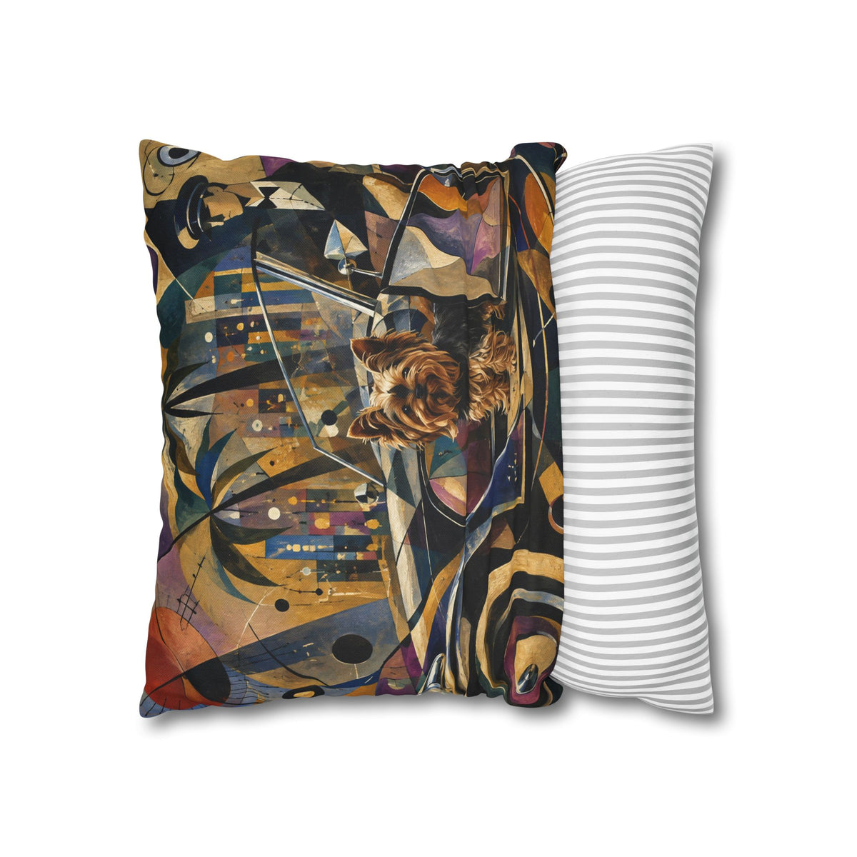 Pop Art Yorkie Throw Pillowcase — Colorful Yorkshire Terrier Accent Pillow