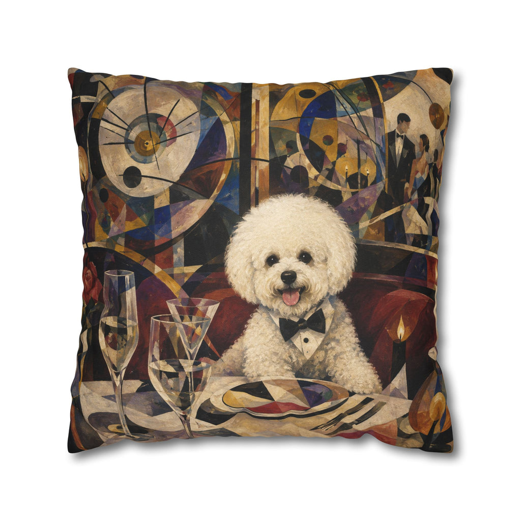 Bichon Frise Dinner Party Decorative Pillowcase