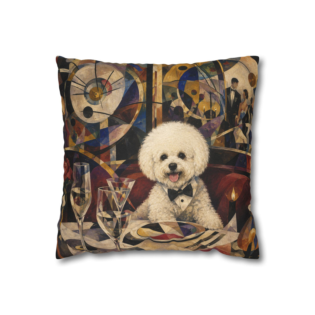 Bichon Frise Dinner Party Decorative Pillowcase