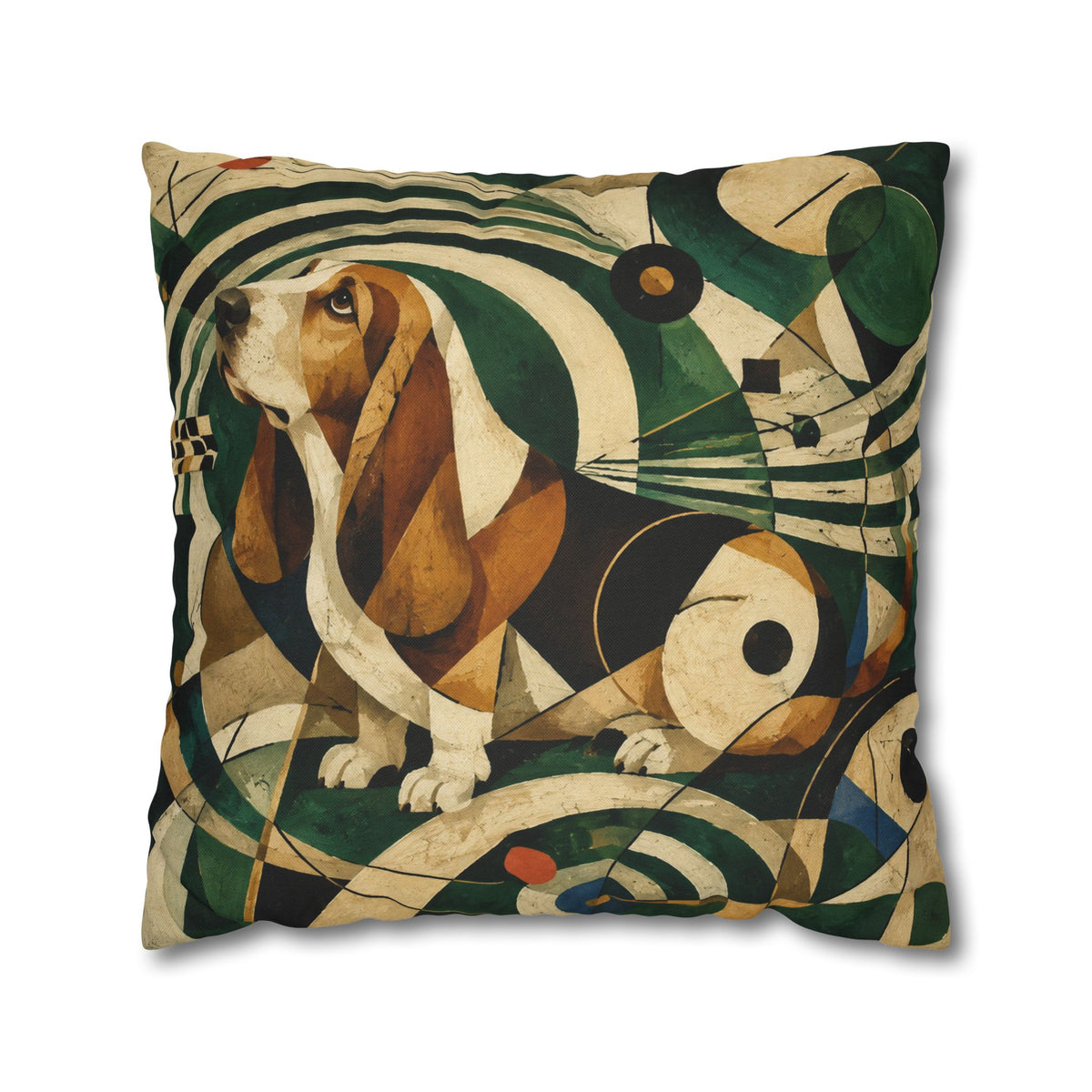 Abstract Basset Hound Decorative Pillowcase — Modern Geometric Dog Art Cushion Cover