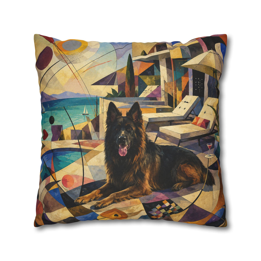 Pop Art German Shepherd Pillowcase — Vibrant Neon Dog Throw Pillow Cover