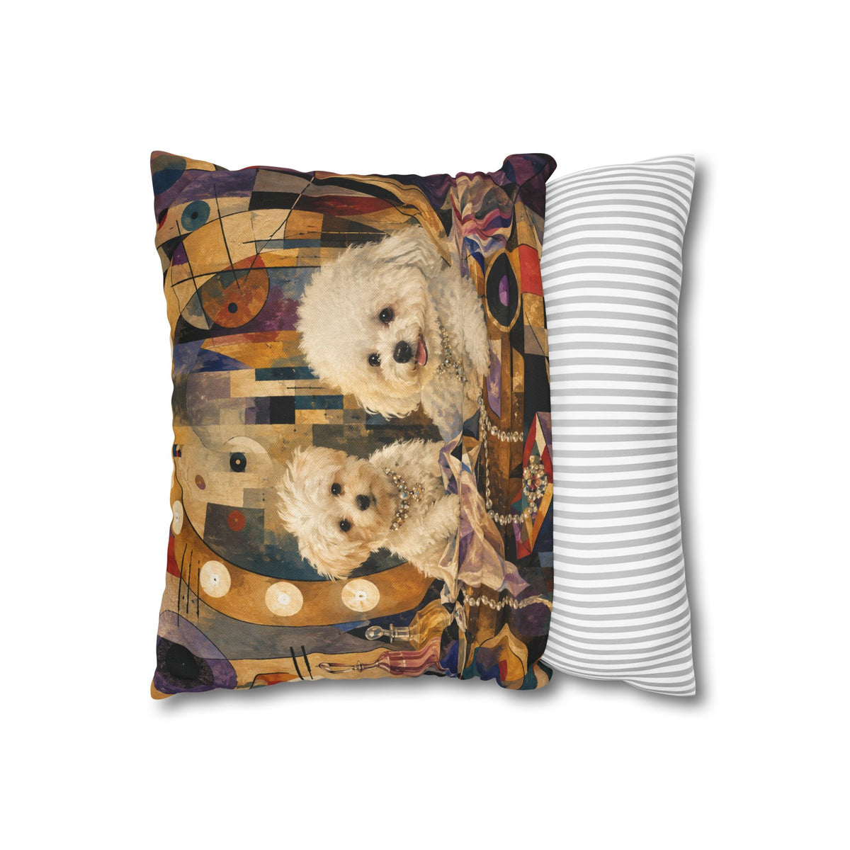 Bichon Frise Art Pillowcase - Retro Cocktail Party Decorative Throw Pillow Cover
