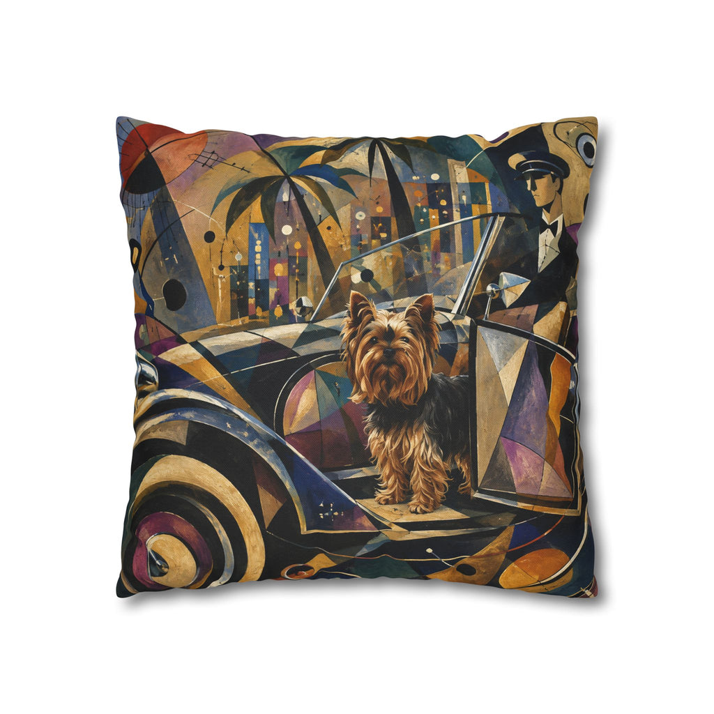 Pop Art Yorkie Throw Pillowcase — Colorful Yorkshire Terrier Accent Pillow