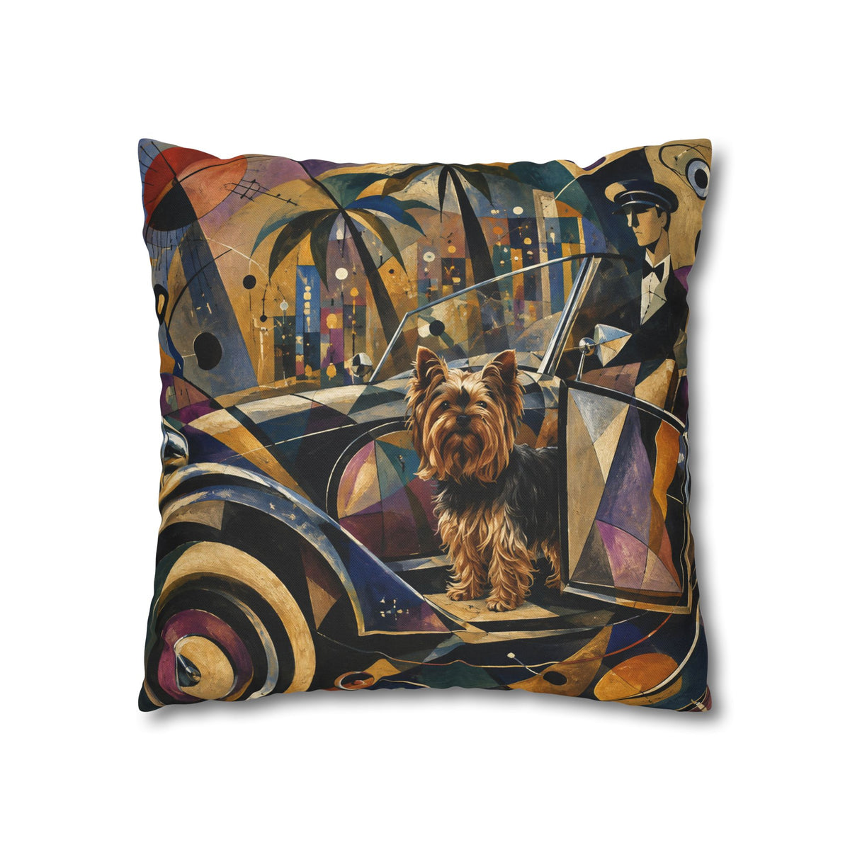Pop Art Yorkie Throw Pillowcase — Colorful Yorkshire Terrier Accent Pillow