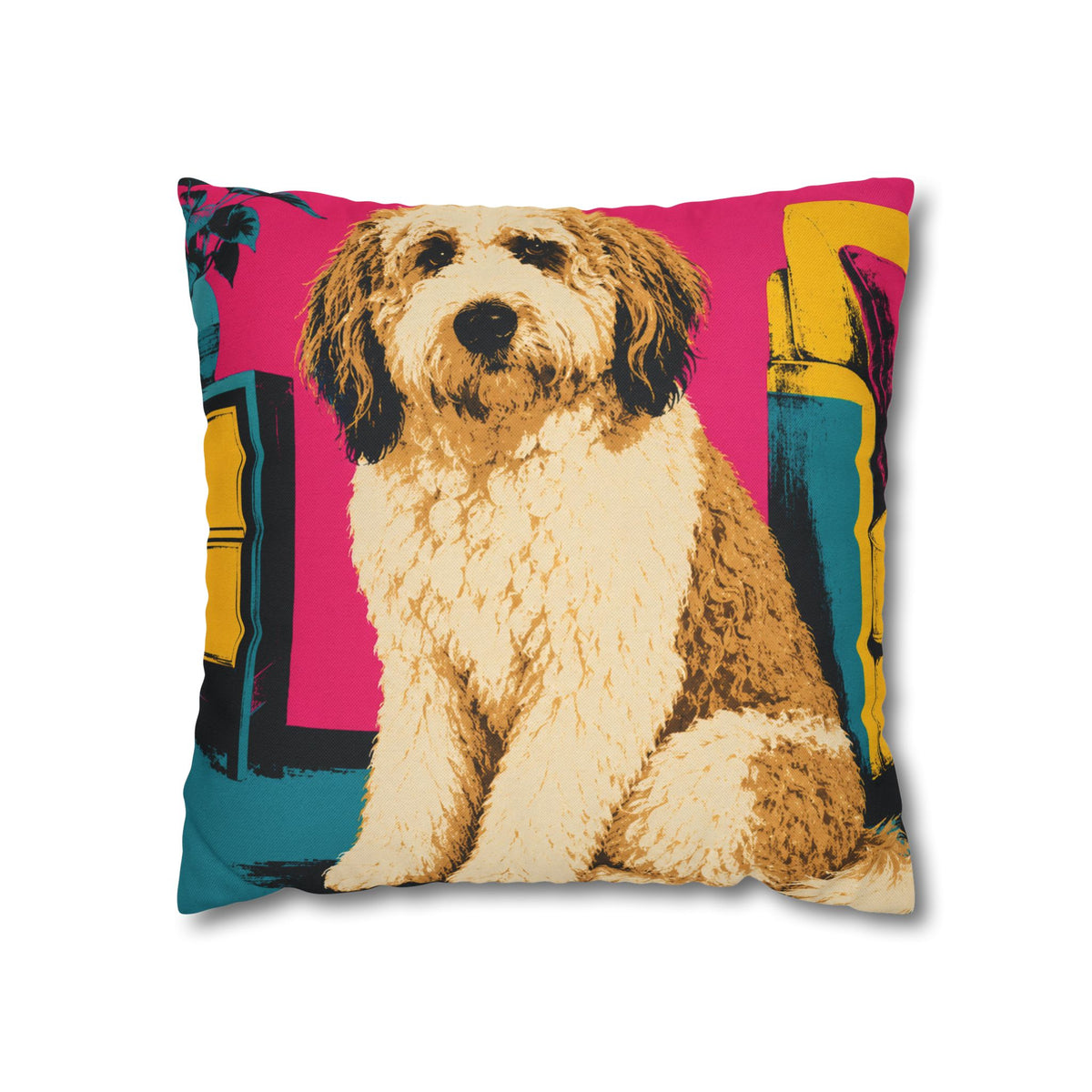 Pop Art Dog Pillowcase - Colorful Doodle Dog Decorative Throw Pillow Cover