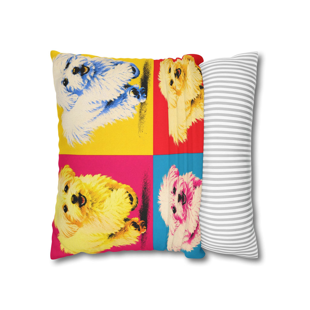 Pop Art Maltese Dog Pillow — Colorful Square Throw Pillowcase