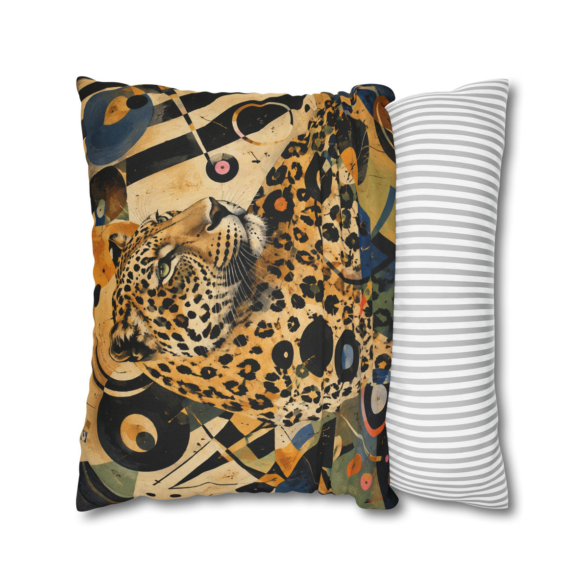 Leopard Art Decorative Pillowcase — Retro Abstract Wildlife Throw Pillow Cover