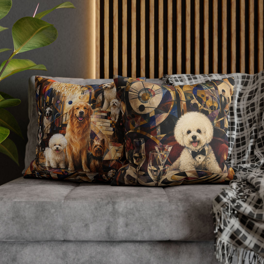 Bichon Frise Dinner Party Decorative Pillowcase