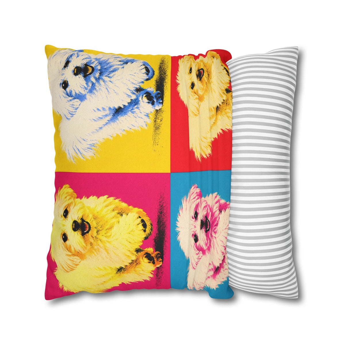 Pop Art Maltese Dog Pillow — Colorful Square Throw Pillowcase