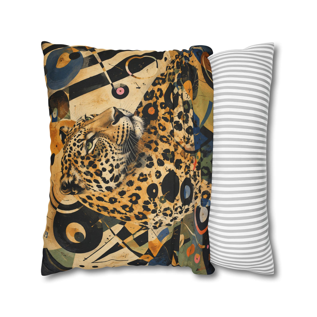 Leopard Art Decorative Pillowcase — Retro Abstract Wildlife Throw Pillow Cover