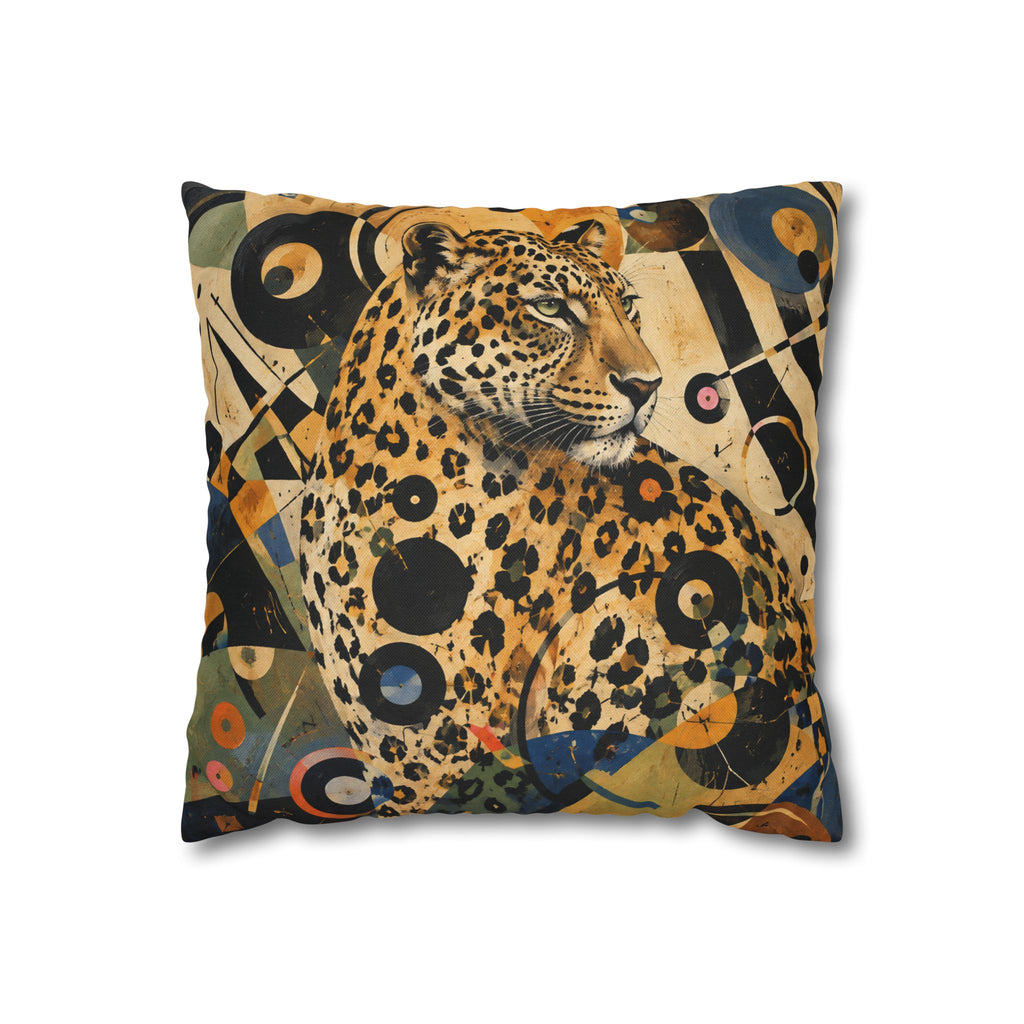 Leopard Art Decorative Pillowcase — Retro Abstract Wildlife Throw Pillow Cover