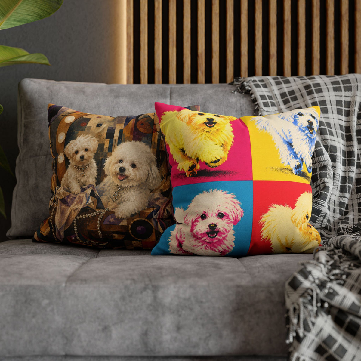 Pop Art Maltese Dog Pillow — Colorful Square Throw Pillowcase