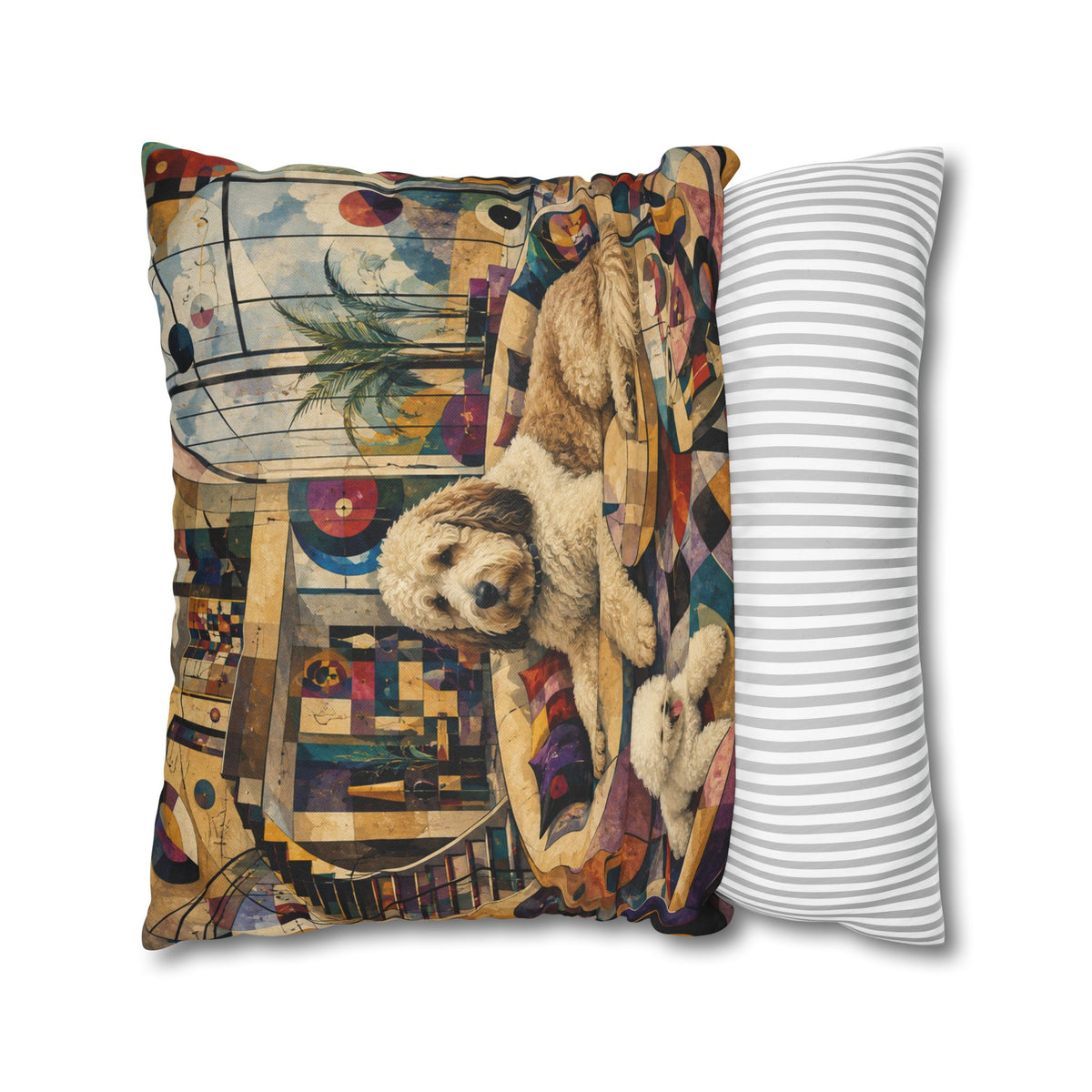 Pop Art Dog Pillowcase - Colorful Doodle Dog Decorative Throw Pillow Cover
