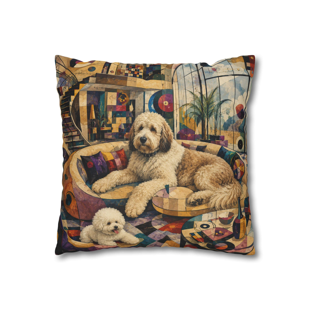 Pop Art Dog Pillowcase - Colorful Doodle Dog Decorative Throw Pillow Cover